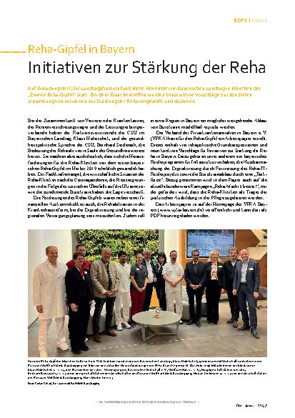 Vorschauseite 1: Reha-Gipfel in Bayern: Initiativen zur Stärkung der Reha