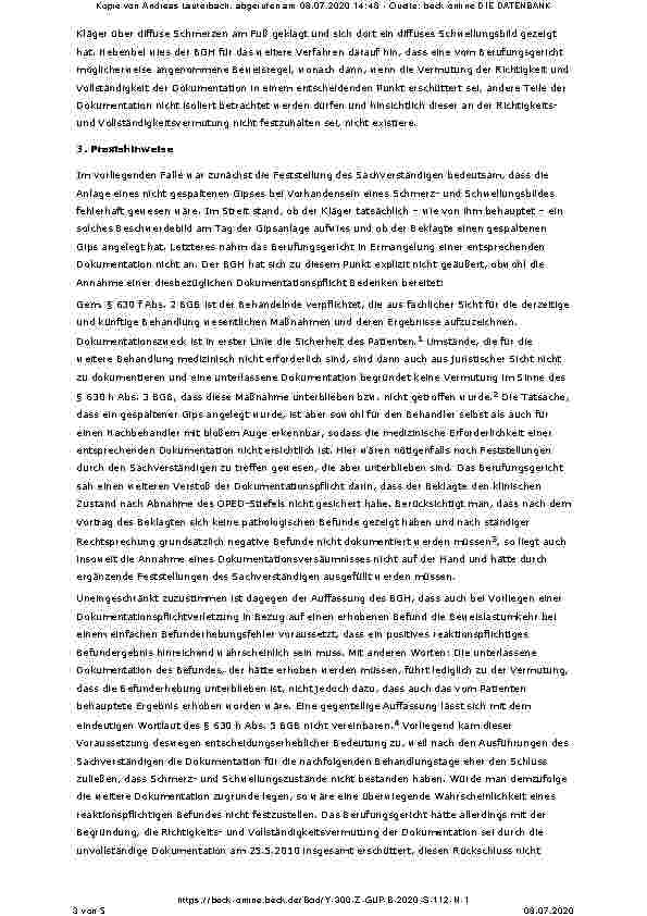 Vorschauseite 3: Hinreichende Wahrscheinlichkeit als Grundvoraussetzung für die Beweislastumkehr bei (einfachem) Befunderhebungsfehler