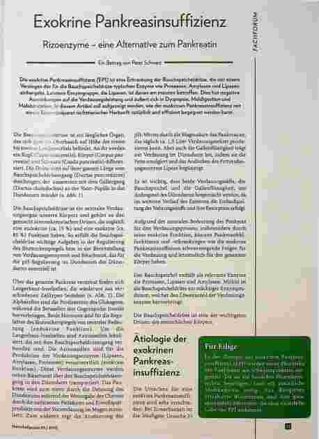 Vorschauseite 1: Exokrine Pankreasinsuffizienz: Rezonenzyme - eine Alternative zum Pankreatin