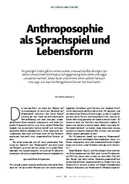 Vorschauseite 1: Anthroposophie als Sprachspiel und Lebensform