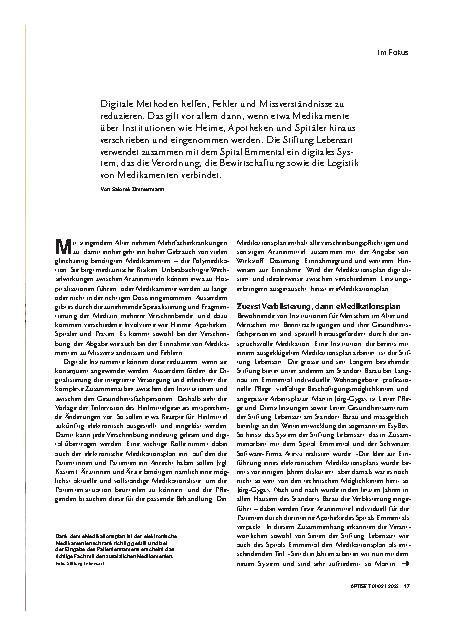 Vorschauseite 2: Elektronischer Medikationsplan: Mehr Sicherheit