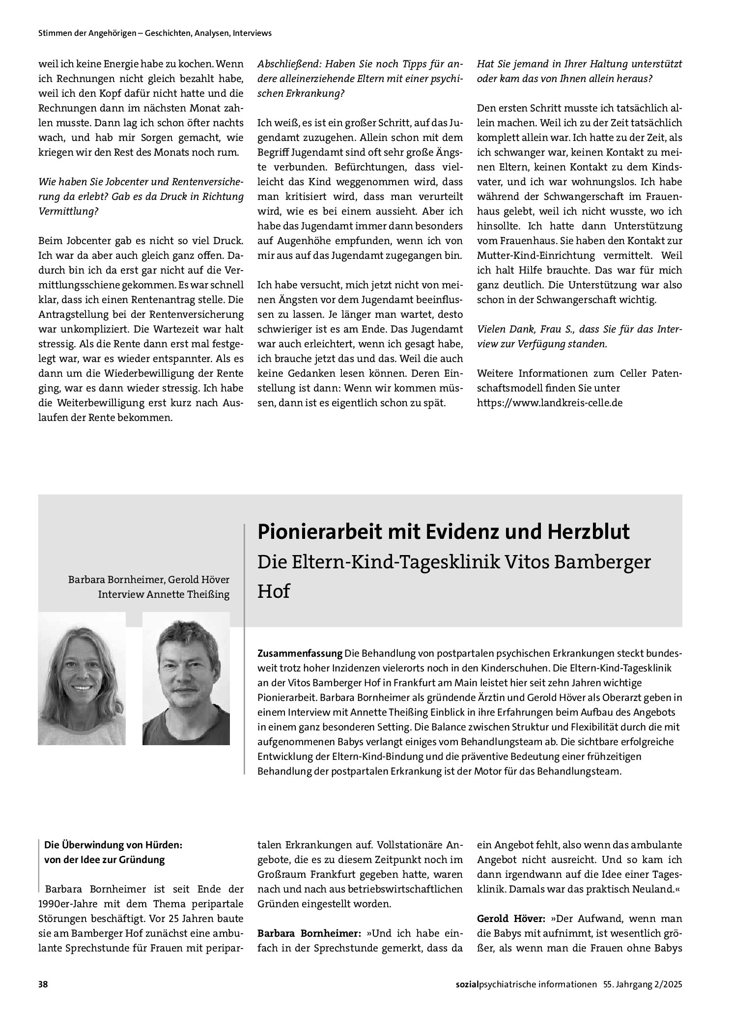 Vorschauseite 1: Pionierarbeit mit Evidenz und Herzblut. Die Eltern-Kind-Tagesklinik Vitos Bamberger Hof
