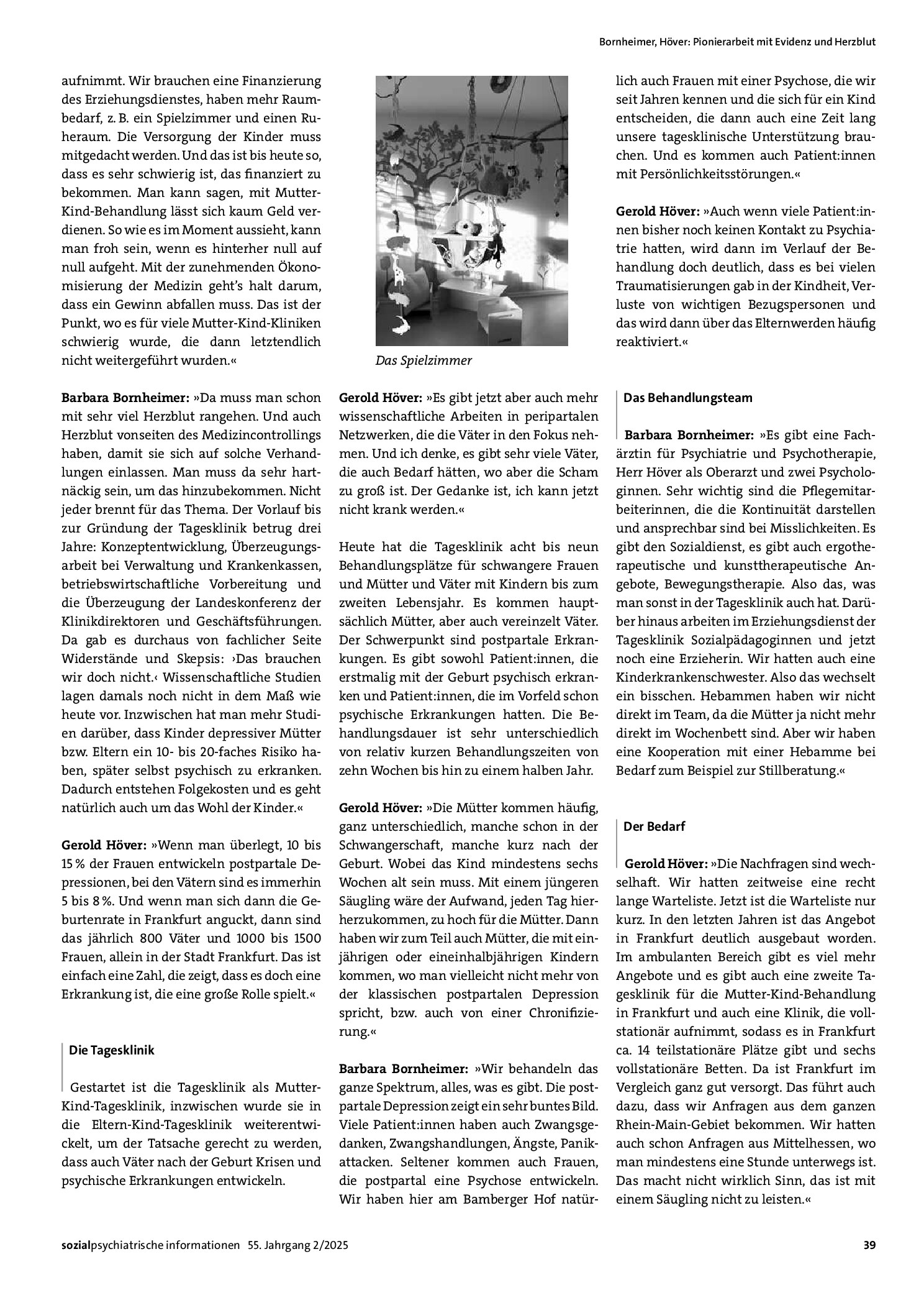 Vorschauseite 2: Pionierarbeit mit Evidenz und Herzblut. Die Eltern-Kind-Tagesklinik Vitos Bamberger Hof