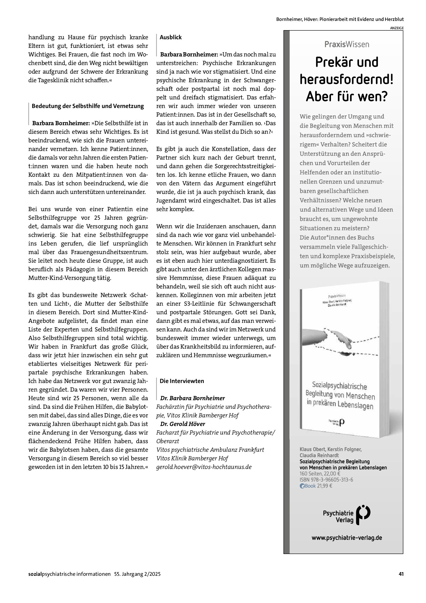 Vorschauseite 4: Pionierarbeit mit Evidenz und Herzblut. Die Eltern-Kind-Tagesklinik Vitos Bamberger Hof