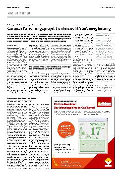 Vorschauseite 1: Corona: Forschungsprojekt untersucht Sterbebegleitung