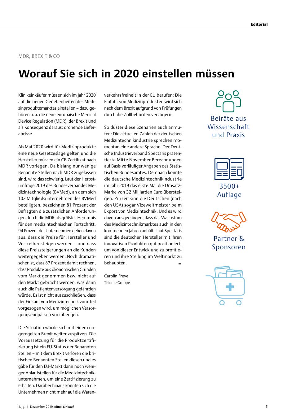 Vorschauseite 1: MDR, Brexit & Co: Worauf Sie sich in 2020 einstellen müssen