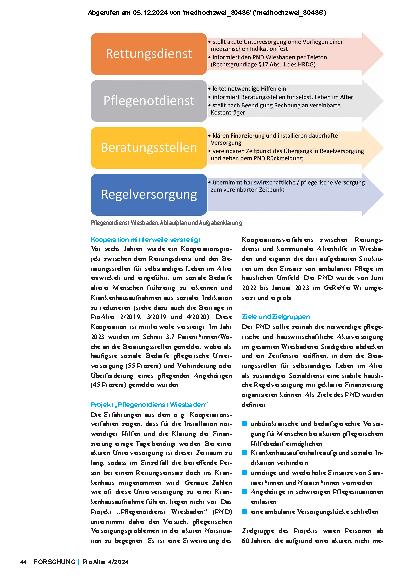 Vorschauseite 2: Pflegenotdienst Wiesbaden Erfahrungen eines kommunalen Versorgungskonzepts im GeReNet. Wi