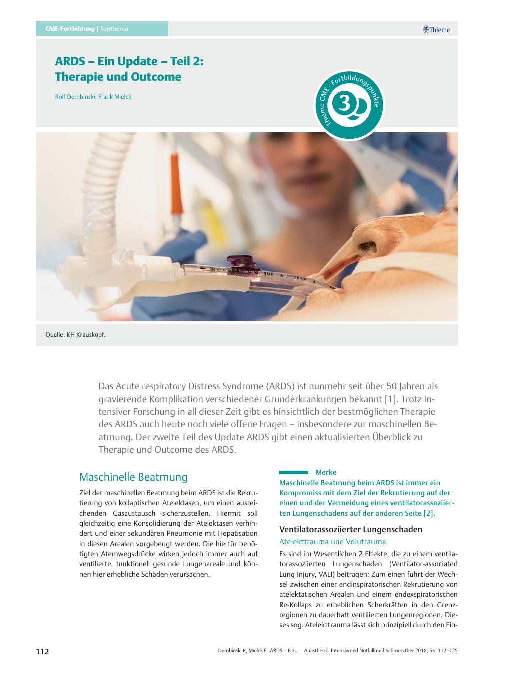 Vorschauseite 1: ARDS – Ein Update – Teil 2: Therapie und Outcome