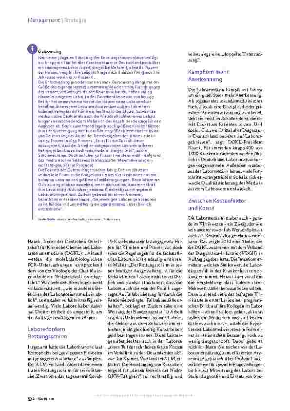 Vorschauseite 3: Labormedizin plötzlich im Scheinwerferlicht