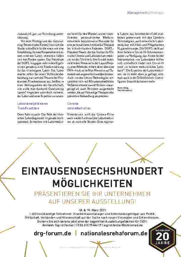 Vorschauseite 4: Labormedizin plötzlich im Scheinwerferlicht