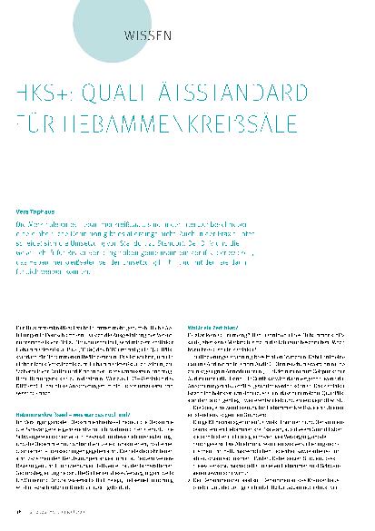 Vorschauseite 1: HKS + : Qualitätsstandard für Hebammenkreißsäle