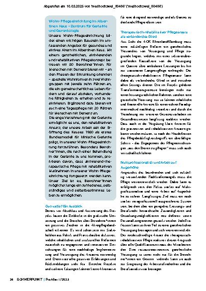 Vorschauseite 6: Pflege neu denken – Impulse aus dem Projekt „SGB Reha“