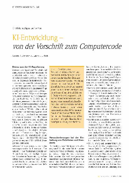 Vorschauseite 1: KI-Entwicklung – von der Vorschrift zum Computercode