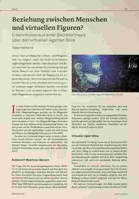 Vorschauseite 1: Beziehung zwischen Menschen und virtuellen Figuren? Erkenntnisse aus einer Bachelorarbeit über den virtuellen Agenten Billie