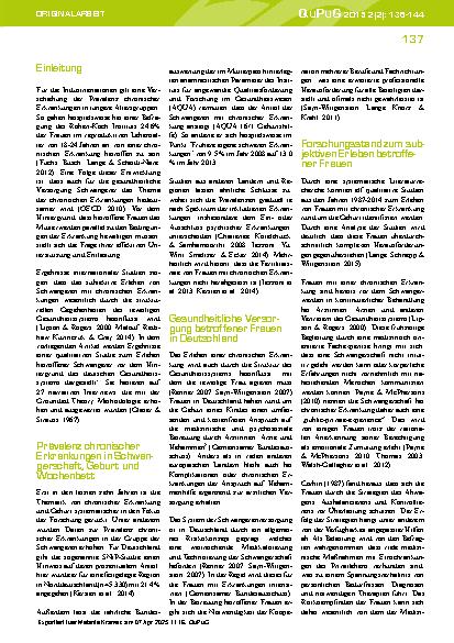Vorschauseite 2: Die Sicht von Schwangeren mit chronischer Erkrankung auf die Versorgung durch Hebammen, Ärztinnen und Ärzte