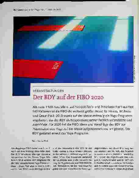Vorschauseite 1: Veranstaltungen des BDY auf der FIBO 2020