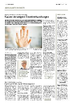 Vorschauseite 1: Kassen verweigern Einzelverhandlungen.