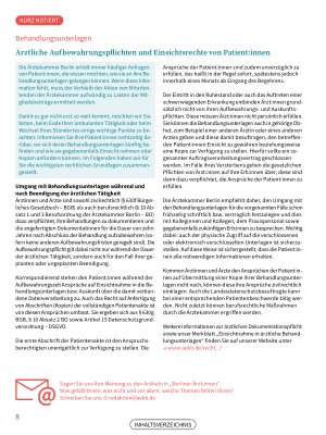 Vorschauseite 1: Behandlungsunterlagen Ärztliche Aufbewahrungspflichten und Einsichtsrechte von Patient: innen