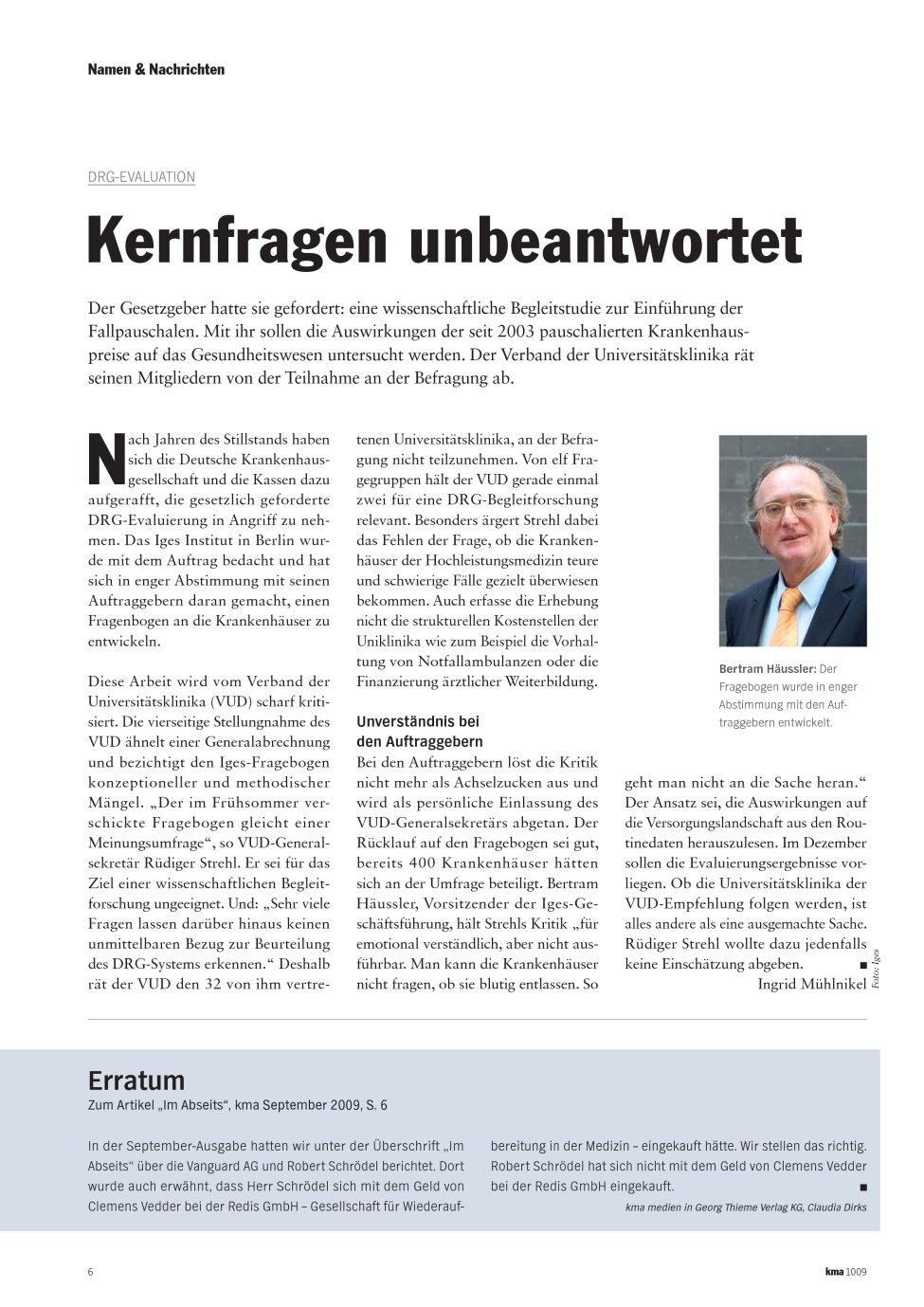 Vorschauseite 1: Kernfragen unbeantwortet