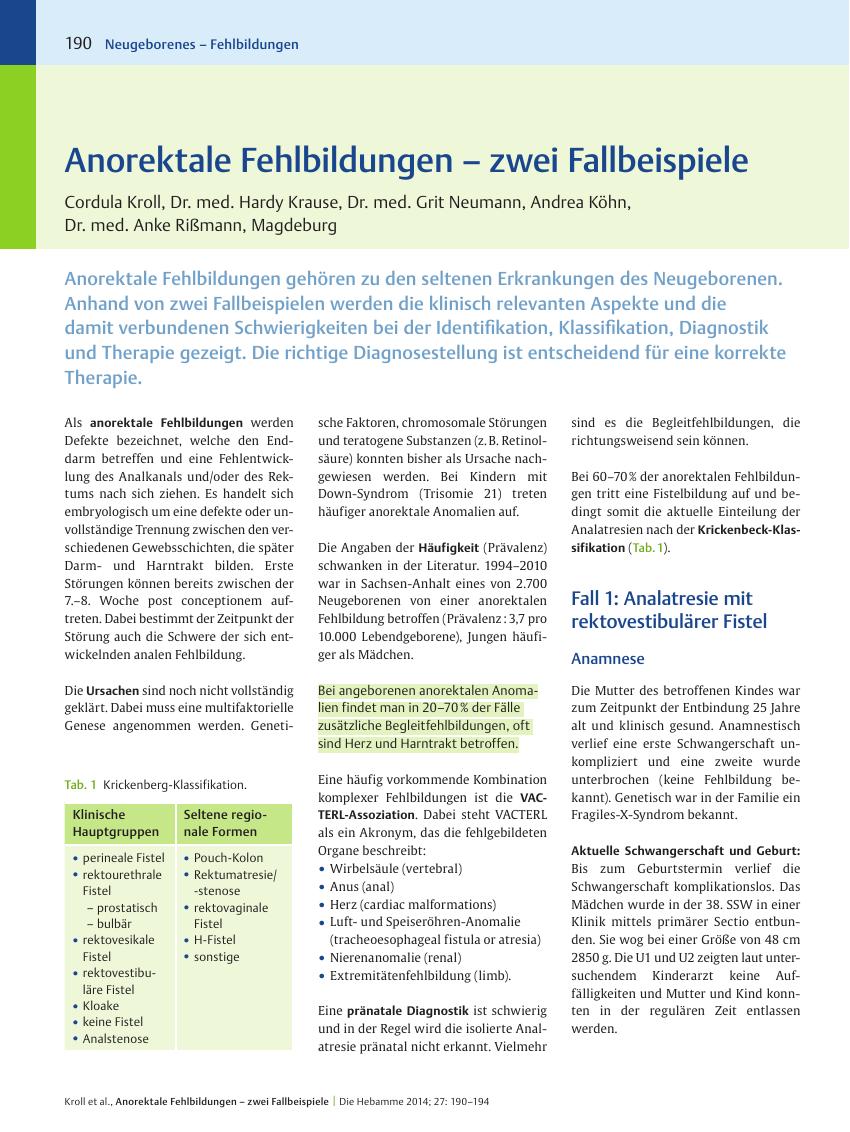Vorschauseite 1: Anorektale Fehlbildungen – zwei Fallbeispiele