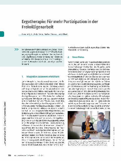 Vorschauseite 1: Ergotherapie: Für mehr Partizipation in der Freiwilligenarbeit