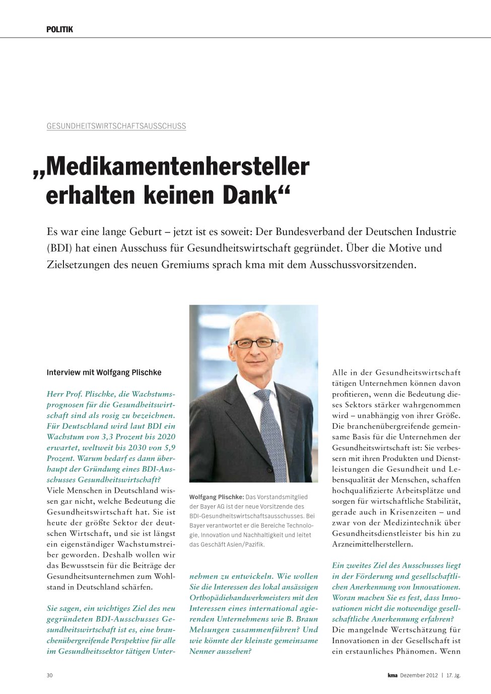 Vorschauseite 1: „Medikamentenhersteller erhalten keinen Dank“