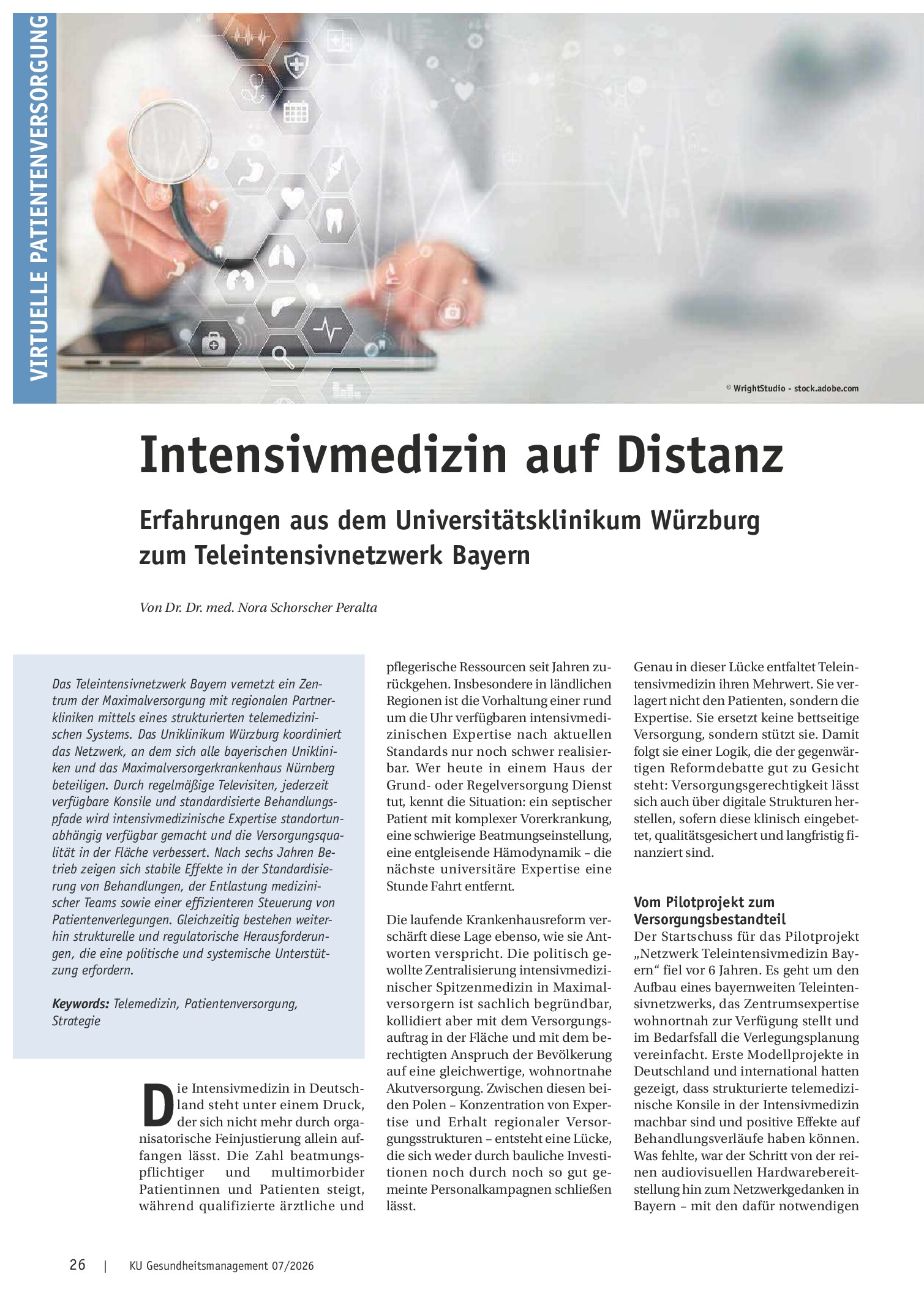 Vorschauseite 1: Intensivmedizin auf Distanz