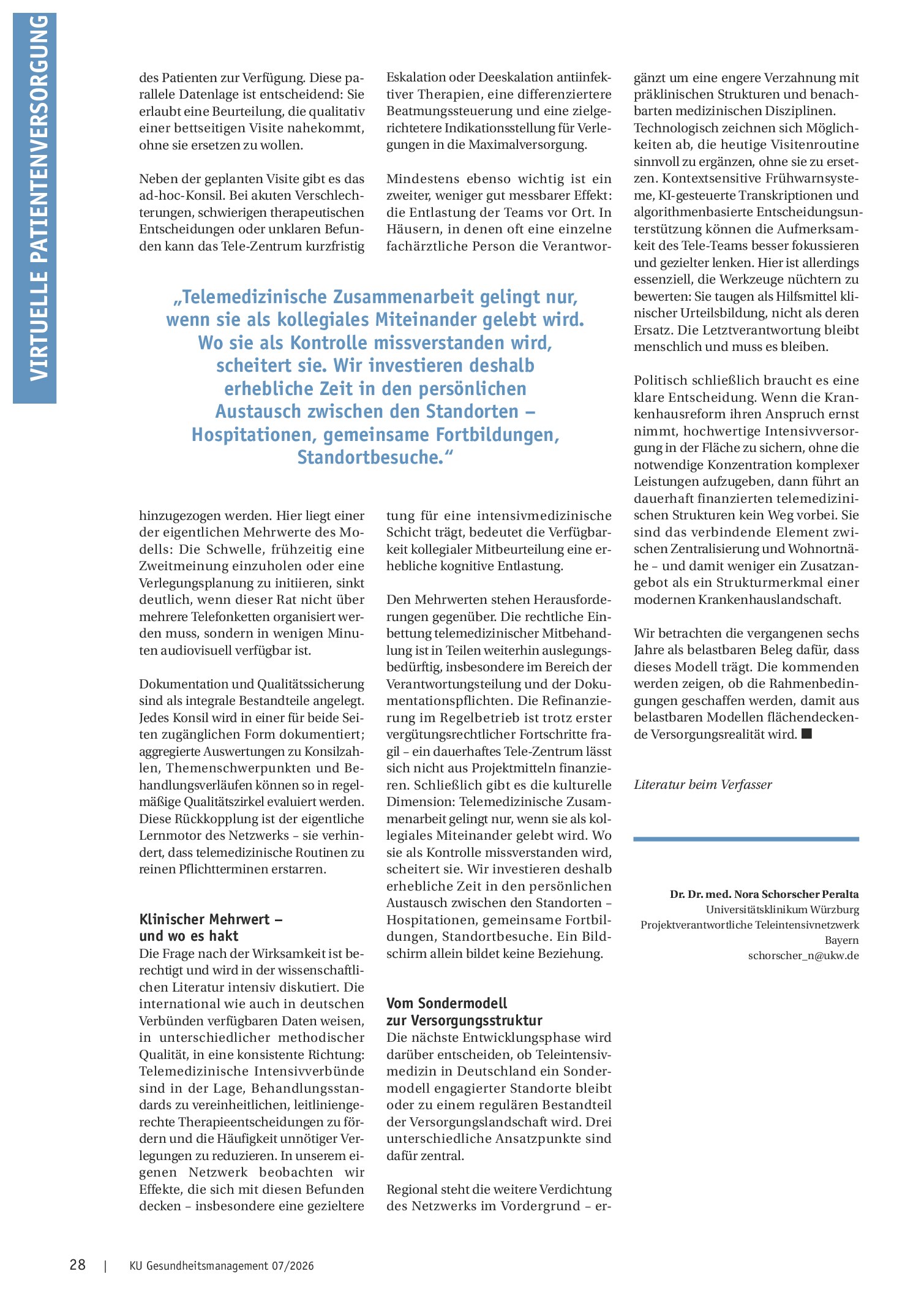 Vorschauseite 3: Intensivmedizin auf Distanz