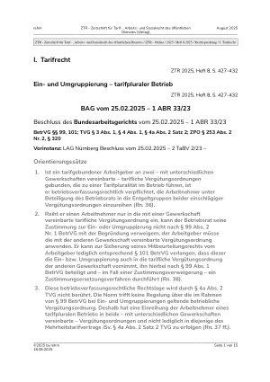 Vorschauseite 1: Einund Umgruppierung – tarifpluraler Betrieb