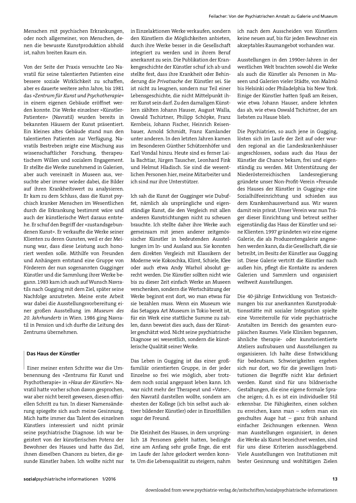 Vorschauseite 2: Von der Psychiatrischen Anstalt zu Galerie und Museum