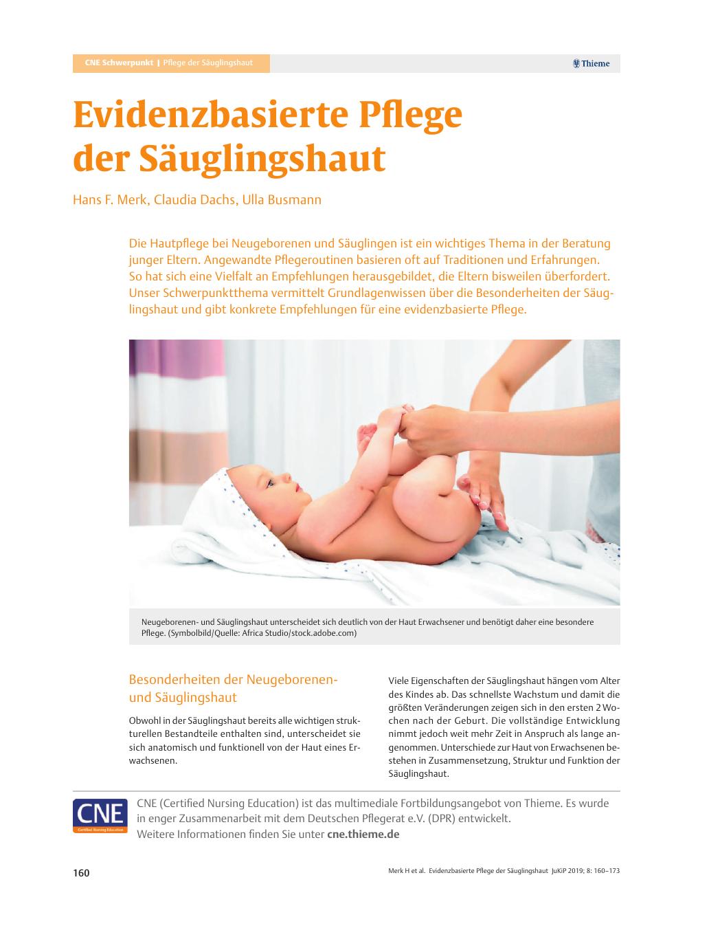Vorschauseite 1: Evidenzbasierte Pflege der Säuglingshaut