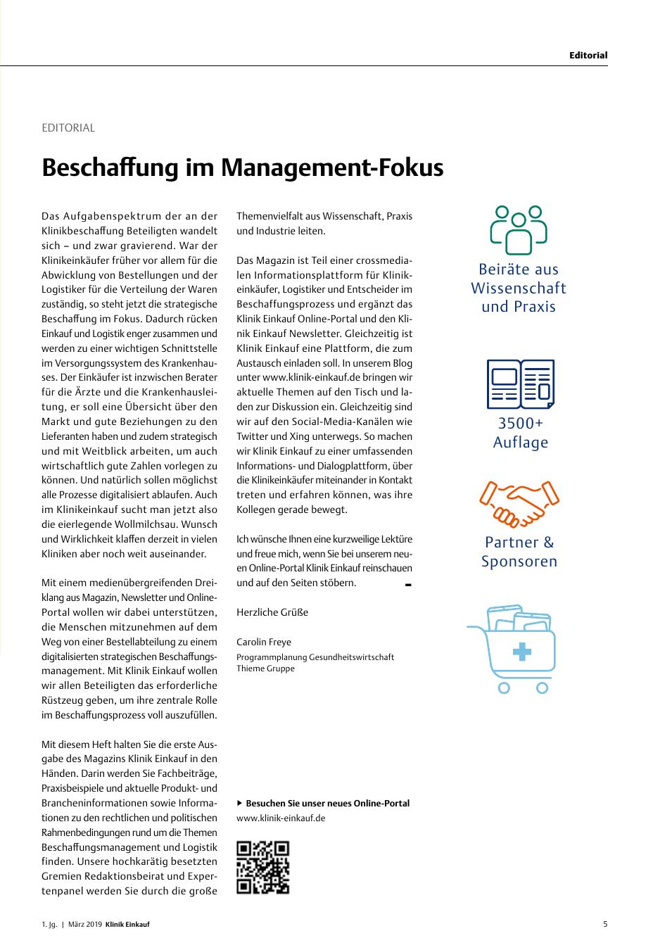 Vorschauseite 1: Editorial: Beschaffung im Management-Fokus