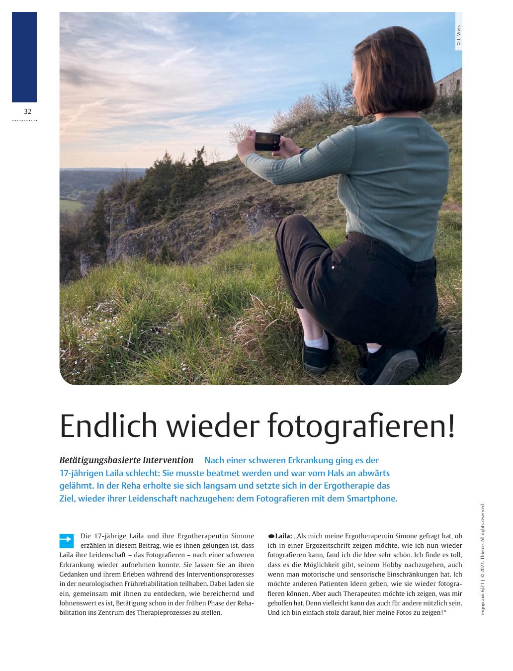 Vorschauseite 1: Endlich wieder fotografieren! ? Betätigungsbasierte Intervention