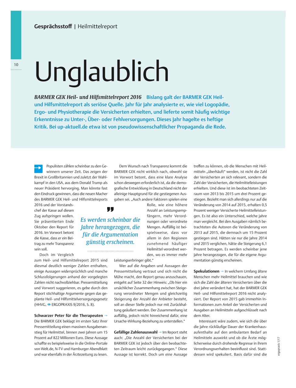 Vorschauseite 1: BARMER GEK Heilund Hilfsmittelreport 2016? Unglaublich