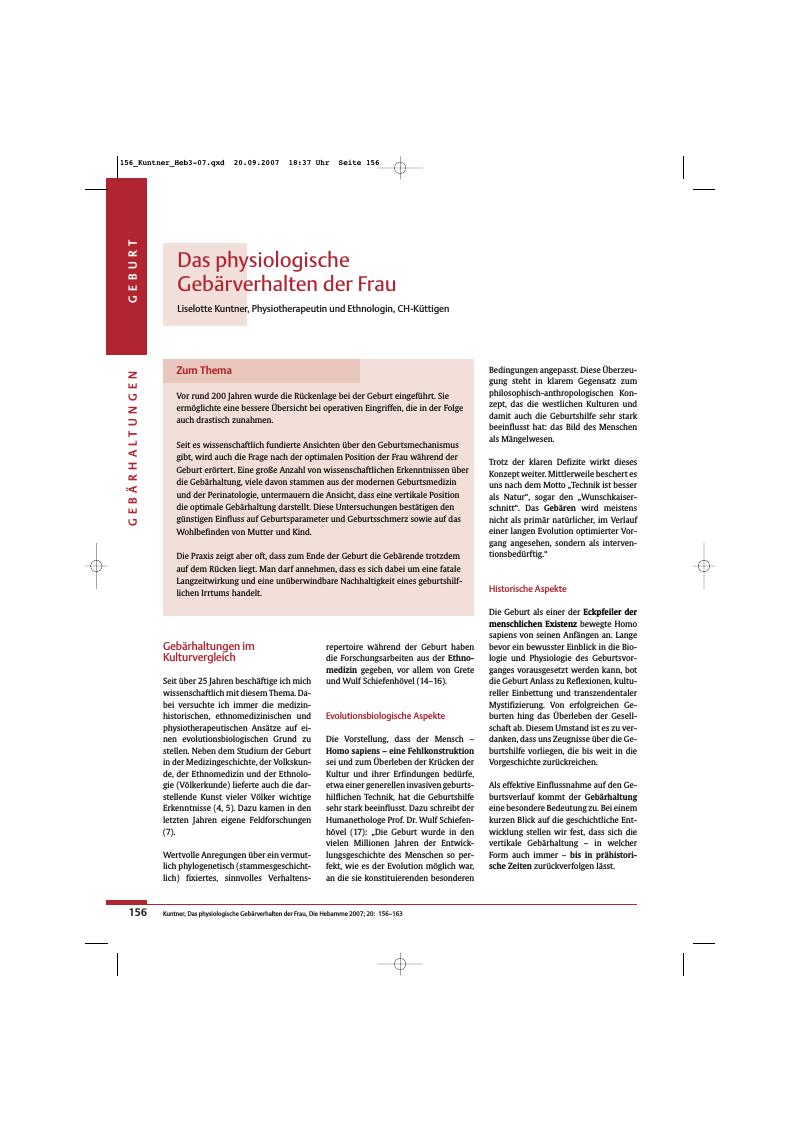 Vorschauseite 1: Das physiologische Gebärverhalten der Frau