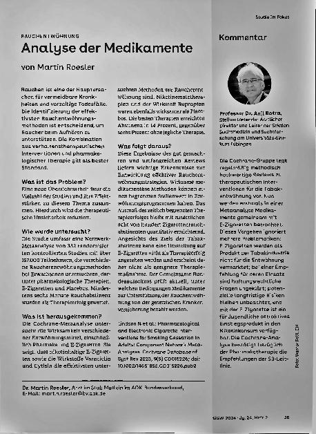 Vorschauseite 1: Rauchentwöhnung: Analyse der Medikamente
