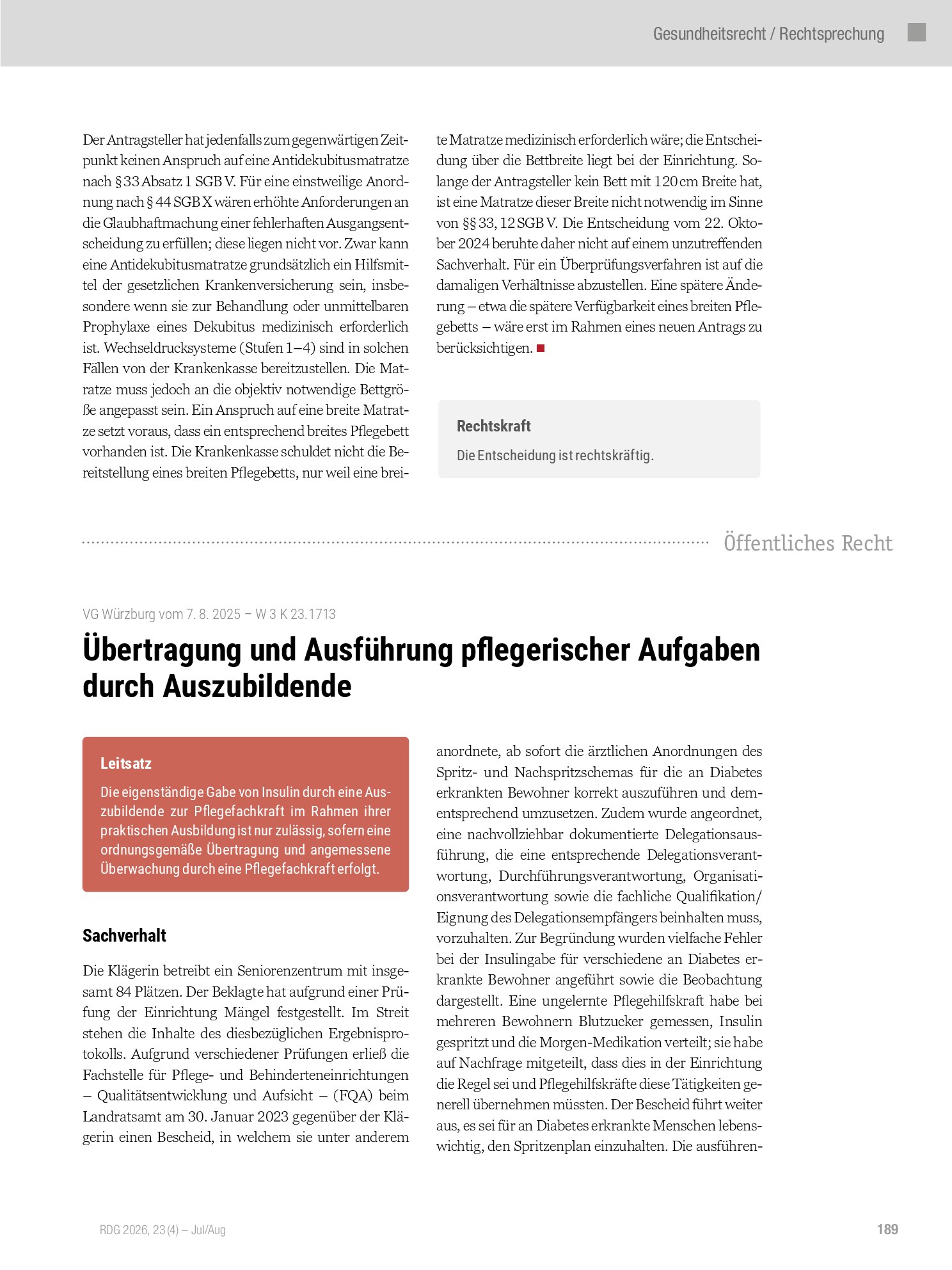 Vorschauseite 1: Übertragung und Ausführung pflegerischer Aufgaben durch Auszubildende