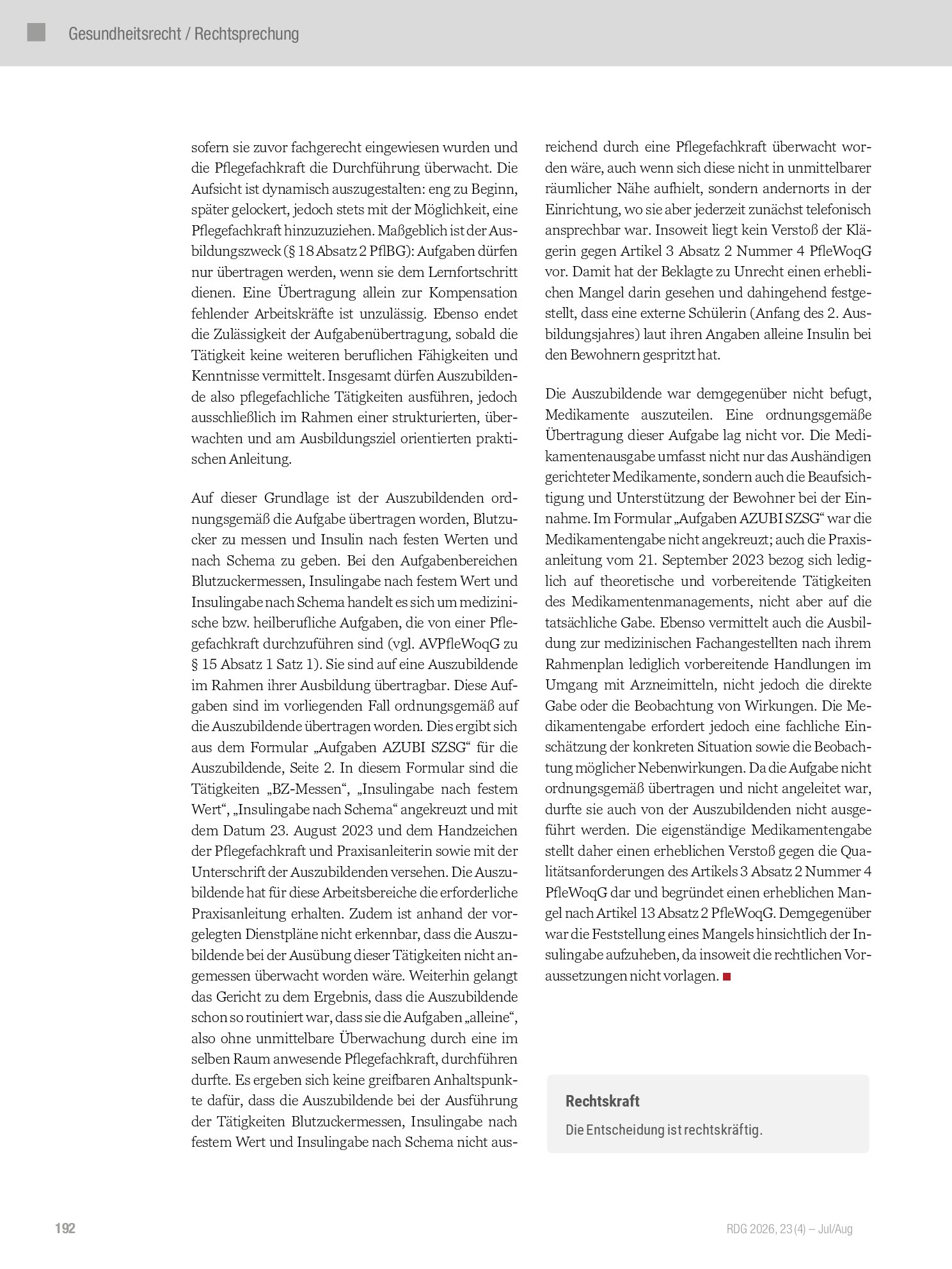 Vorschauseite 4: Übertragung und Ausführung pflegerischer Aufgaben durch Auszubildende