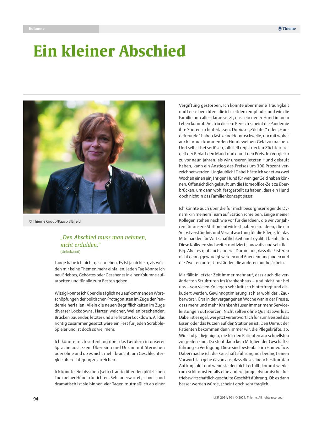 Vorschauseite 1: Ein kleiner Abschied