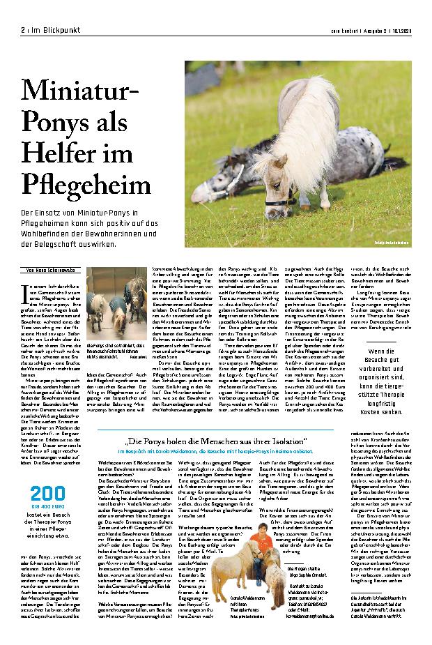 Vorschauseite 1: Miniatur-Ponys als Helfer im Pflegeheim