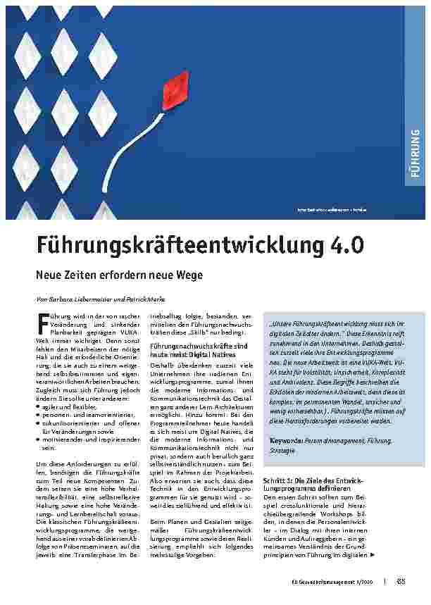 Vorschauseite 1: Führungskräfteentwicklung 4.0 Neue Zeiten erfordern neue Wege