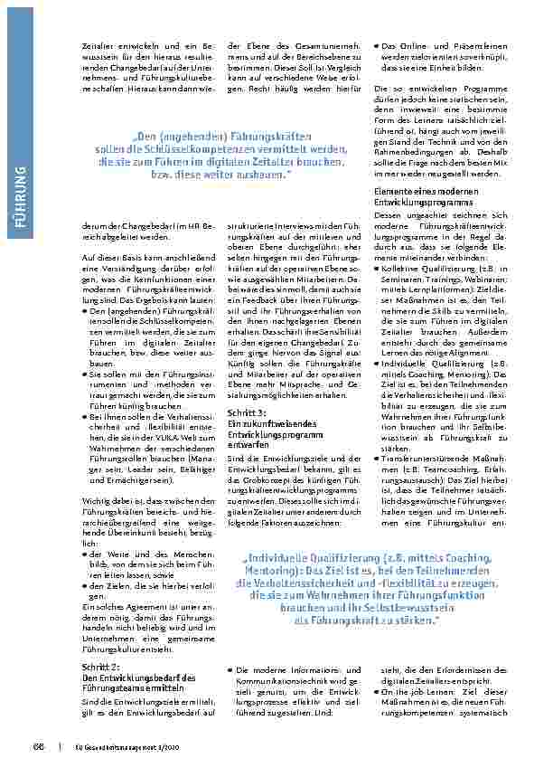 Vorschauseite 2: Führungskräfteentwicklung 4.0 Neue Zeiten erfordern neue Wege