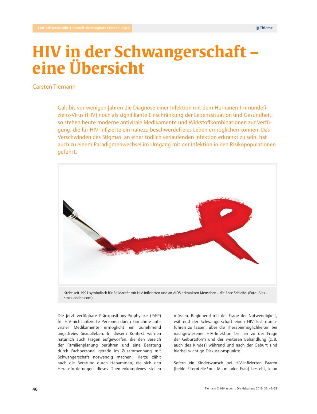 Vorschauseite 1: HIV in der Schwangerschaft – eine Übersicht