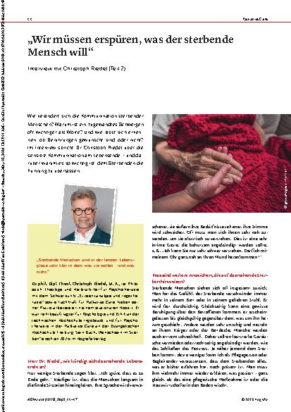 Vorschauseite 1: „Wir müssen erspüren, was der sterbende Mensch will“