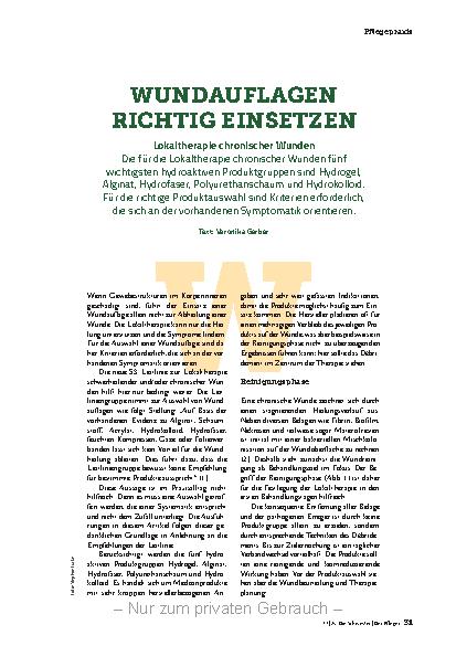 Vorschauseite 2: Wundauflagen richtig einsetzen
