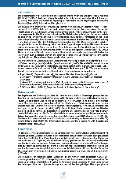 Vorschauseite 4: Psychologische Pflegeinterventionen zur Reduktion von interpersonellen Konflikten in stationärer CBASP-Behandlung Integrativer Review