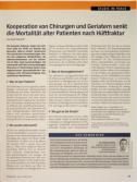 Vorschauseite 1: Kooperation von Chirurgen und Geriatern senkt die Mortalität älterer Patienten nach Hüftfraktur.