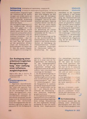 Vorschauseite 1: Zur Auslegung einer arbeitsvertraglichen Bezugnahmeregelung - hier: Zahlung einer Inflationsausgleichsprämie