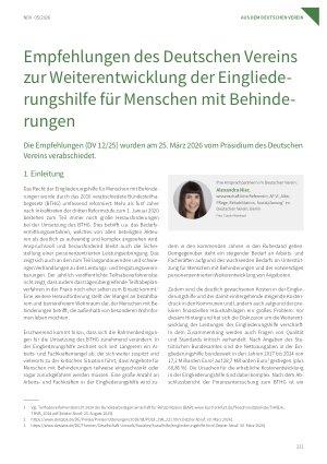 Vorschauseite 1: Empfehlungen des Deutschen Vereins zur Weiterentwicklung der Eingliederungshilfe für Menschen mit Behinderungen