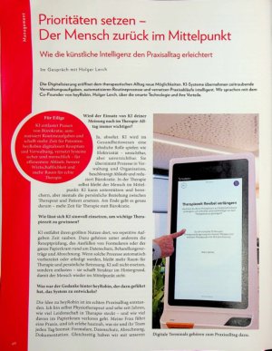 Vorschauseite 1: Prioritäten setzen - Der Mensch zurück im Mittelpunkt Wie die künstliche Intelligenz den Praxisalltag erleichtert